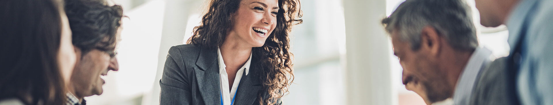 Woman talking at meeting