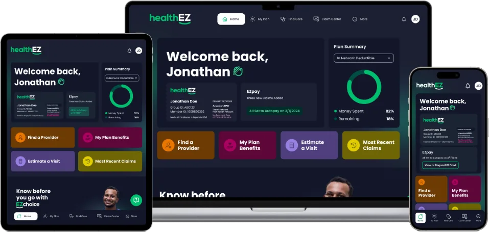 Screens showing HealthEZ App